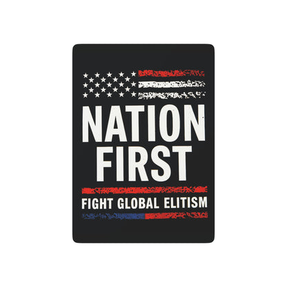 "Nation First - Fight Global Elitism", Cultural Playing Cards (70's Black)