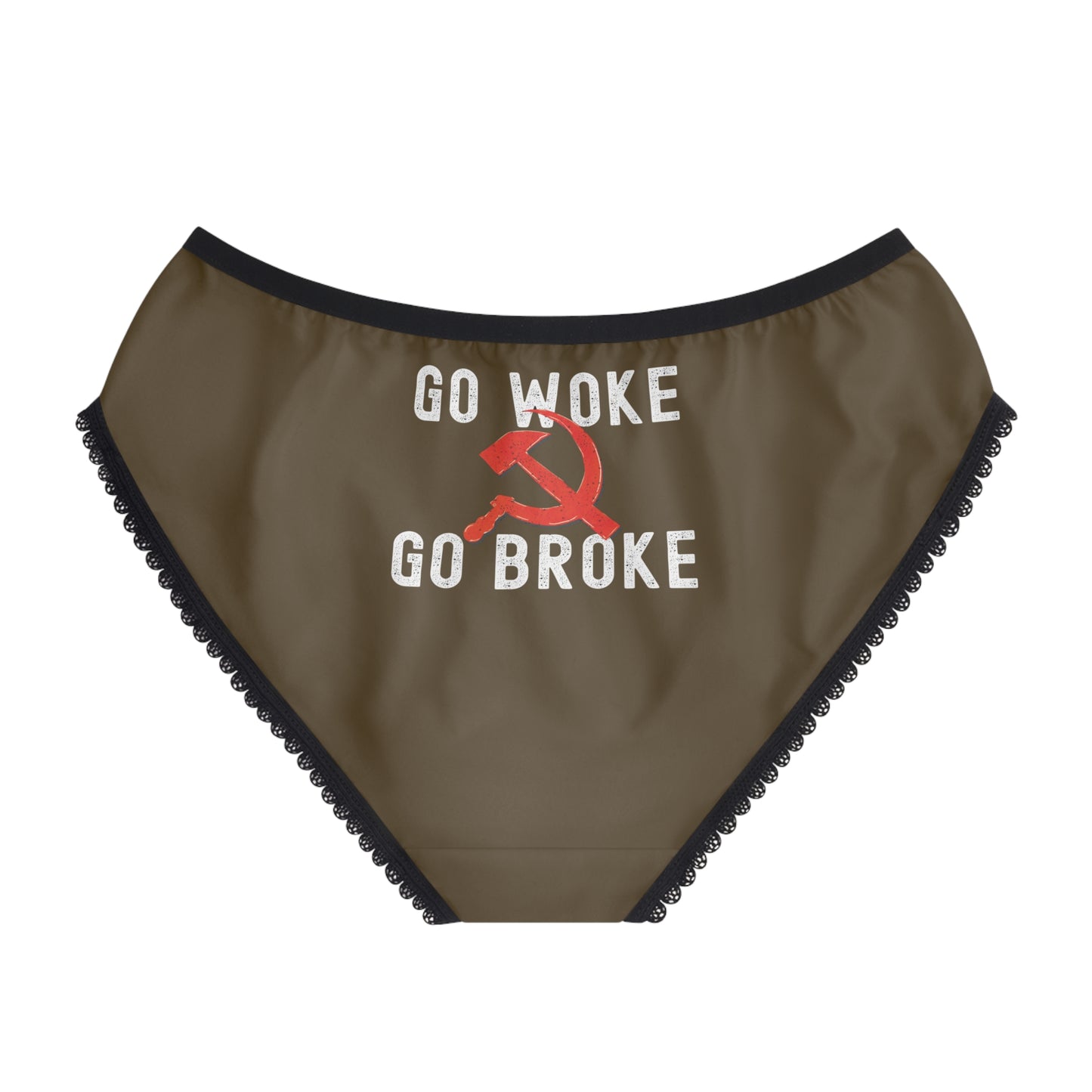 "Go Woke Go Broke (Communist)", Women's Briefs (Cattail Bronze)