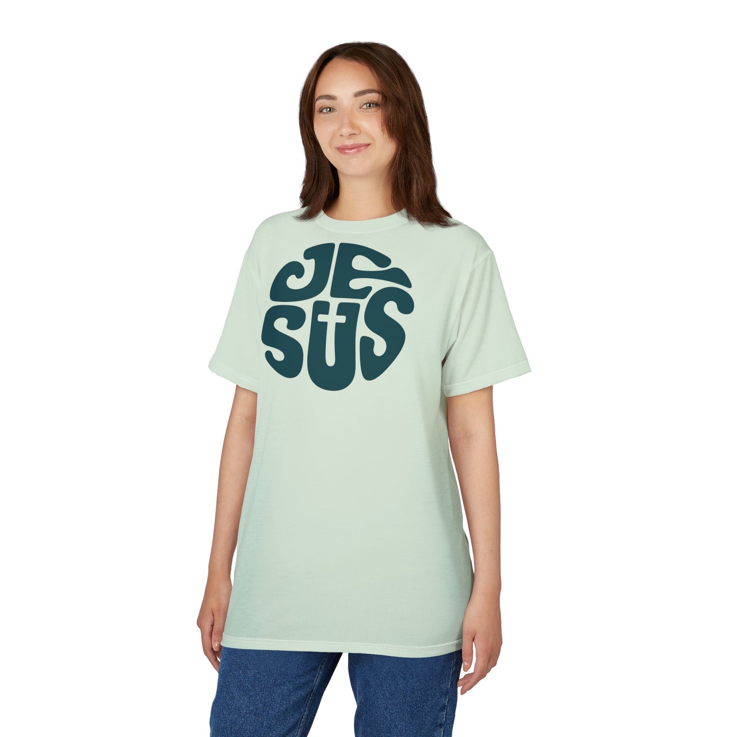 "Retro Jesus", Unisex T-shirt (Aquarelle Green)