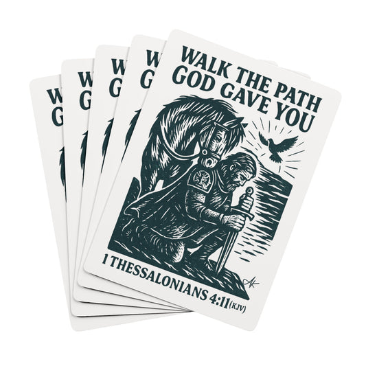 "1 Thessalonians 4:11 (KJV)", Retro Playing Cards (Porcelain White)
