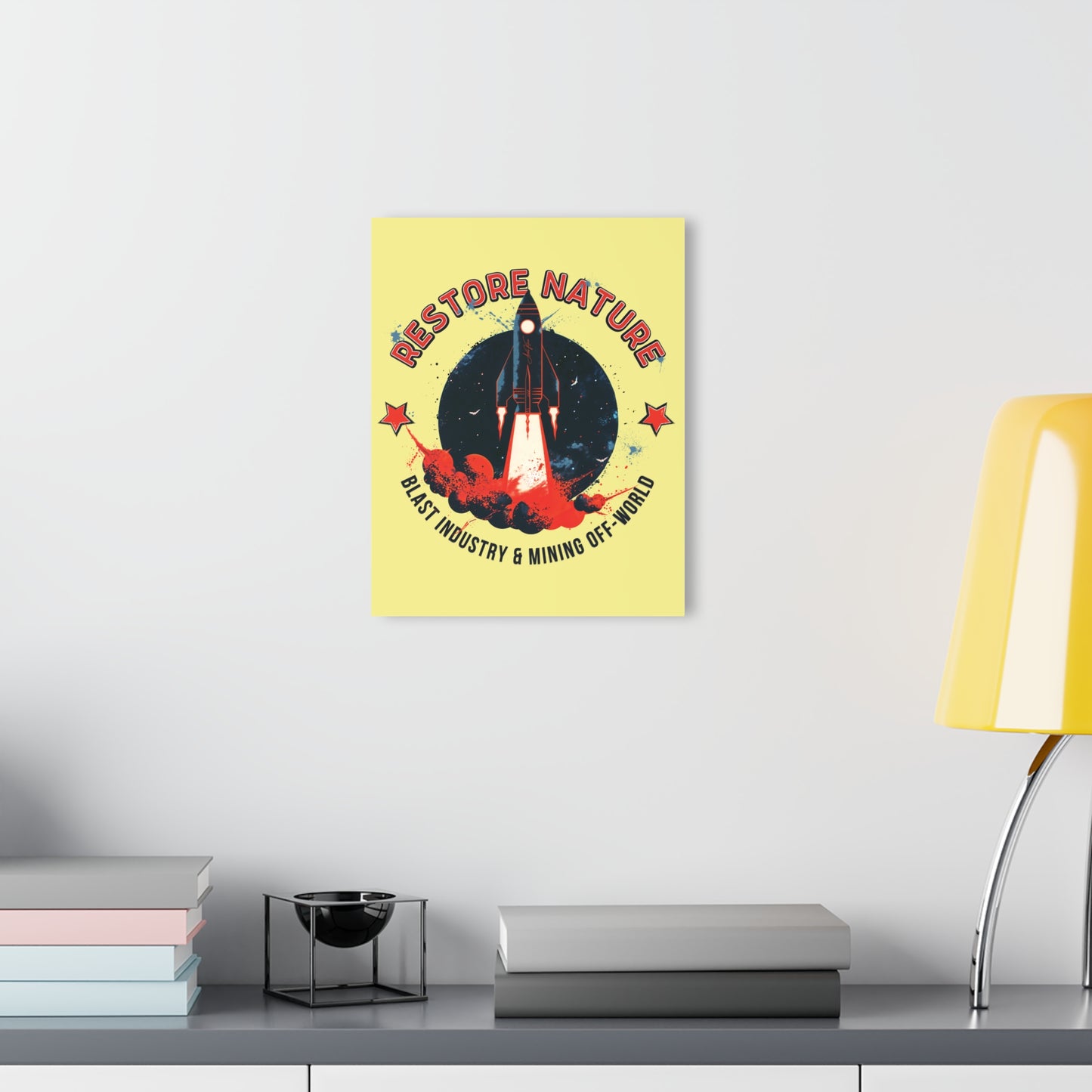 "Restore Nature", Acrylic Wall Prints (French Cleat Hanging) (Soft Lemon Yellow)
