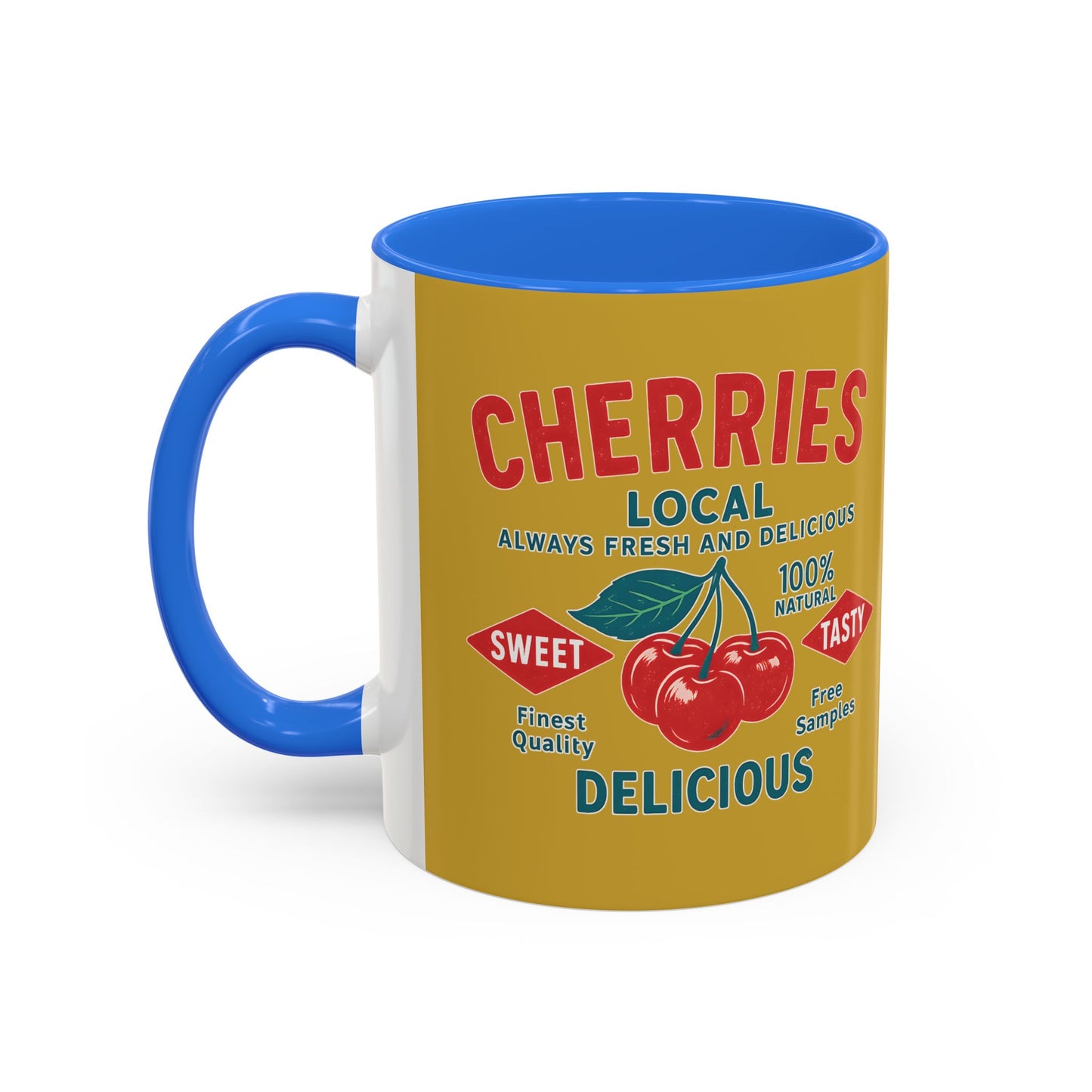 "Delicious Cherries", Colorful Mugs (11oz, 15oz) (Forgelight Gold)