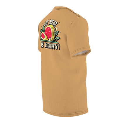 "Eat Meat & Be Healthy", Unisex T-shirt (Camel Brown)