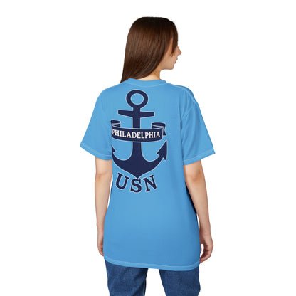 "USN Anchor", Unisex T-shirt (Atlantic Sky)