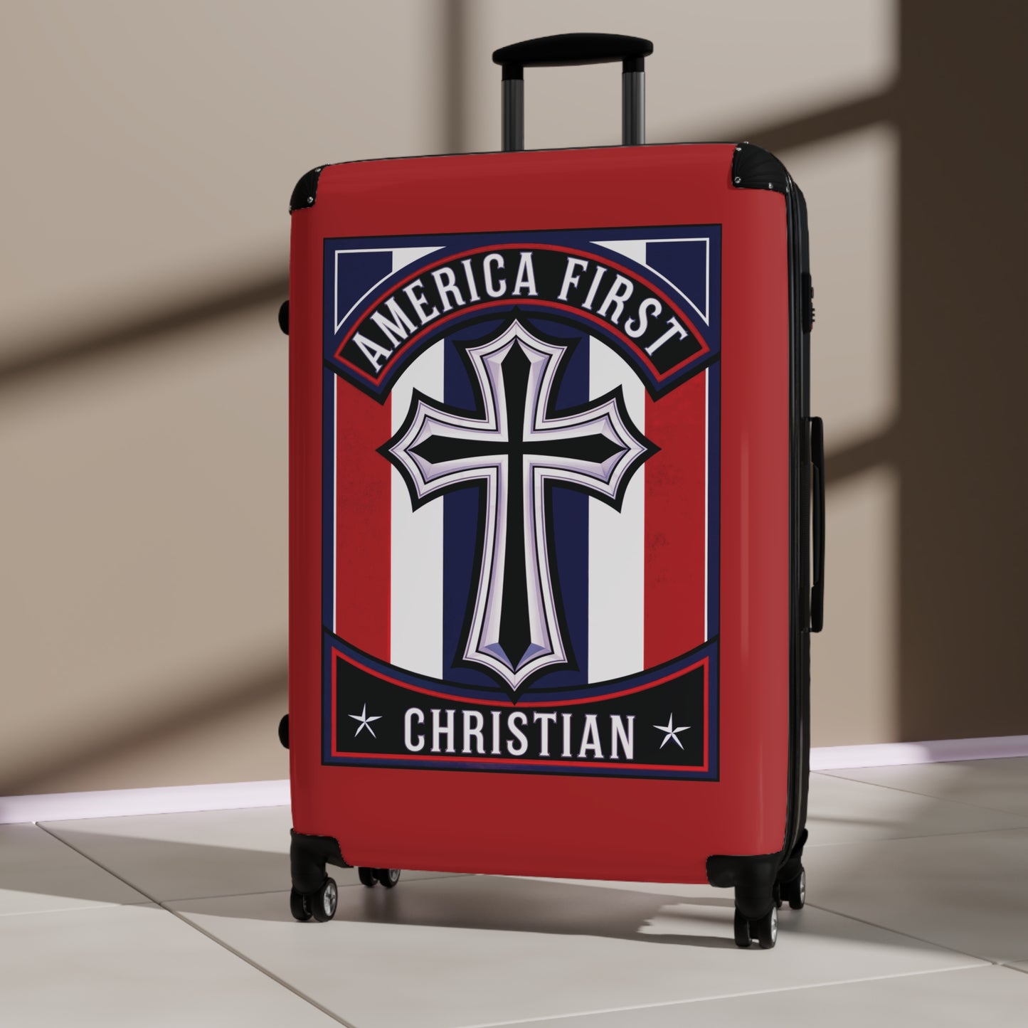 "America First Christian" Wall Art #11 Suitcases (Carnelian Red)