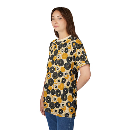 "Old 45's", Wearable Pattern Art Unisex Tee (Dough White Collar)