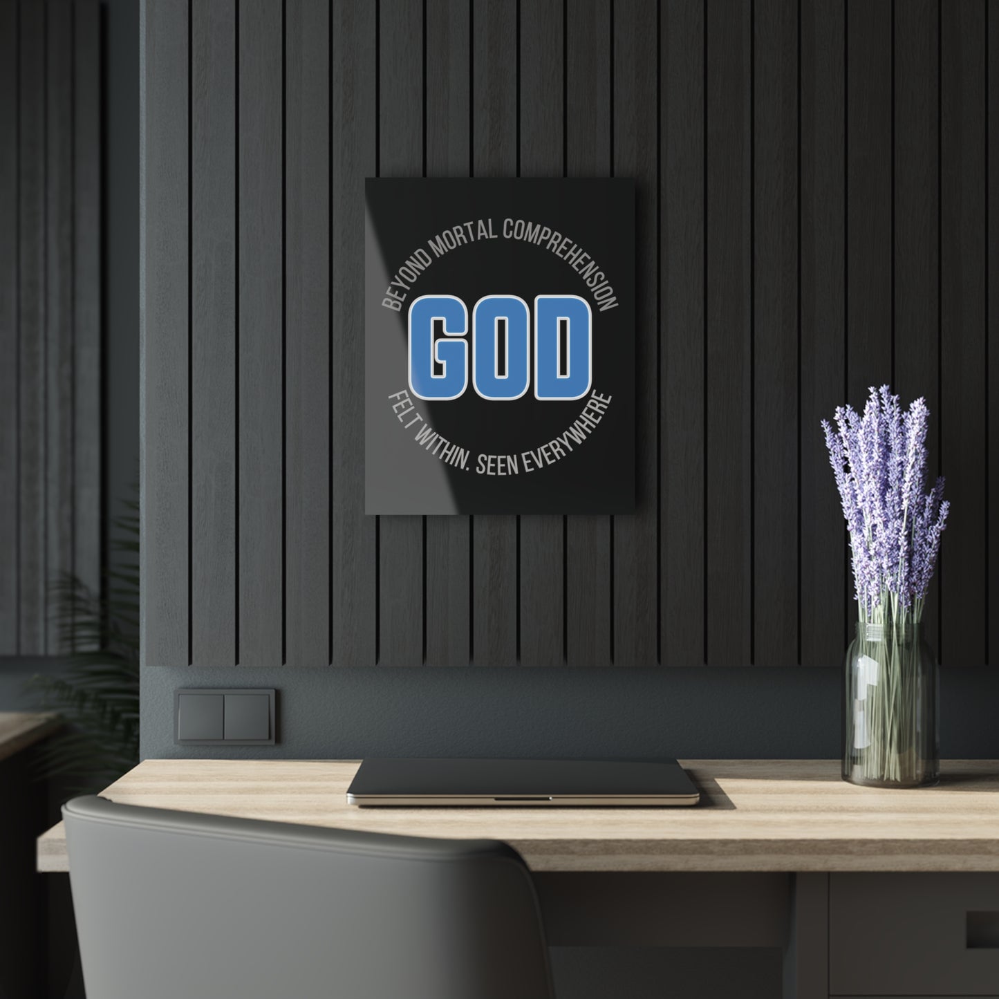 "GOD - Beyond Mortal Comprehension", Acrylic Wall Print (French Cleat Hanging) (Void Black)