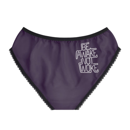 "Be Awake Not Woke" #1, Women's Briefs (Imperial Plum)