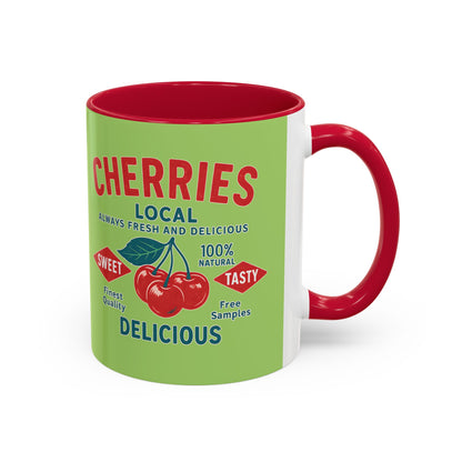 "Delicious Cherries", Colorful Mugs (11oz, 15oz) (Orchard Lime)