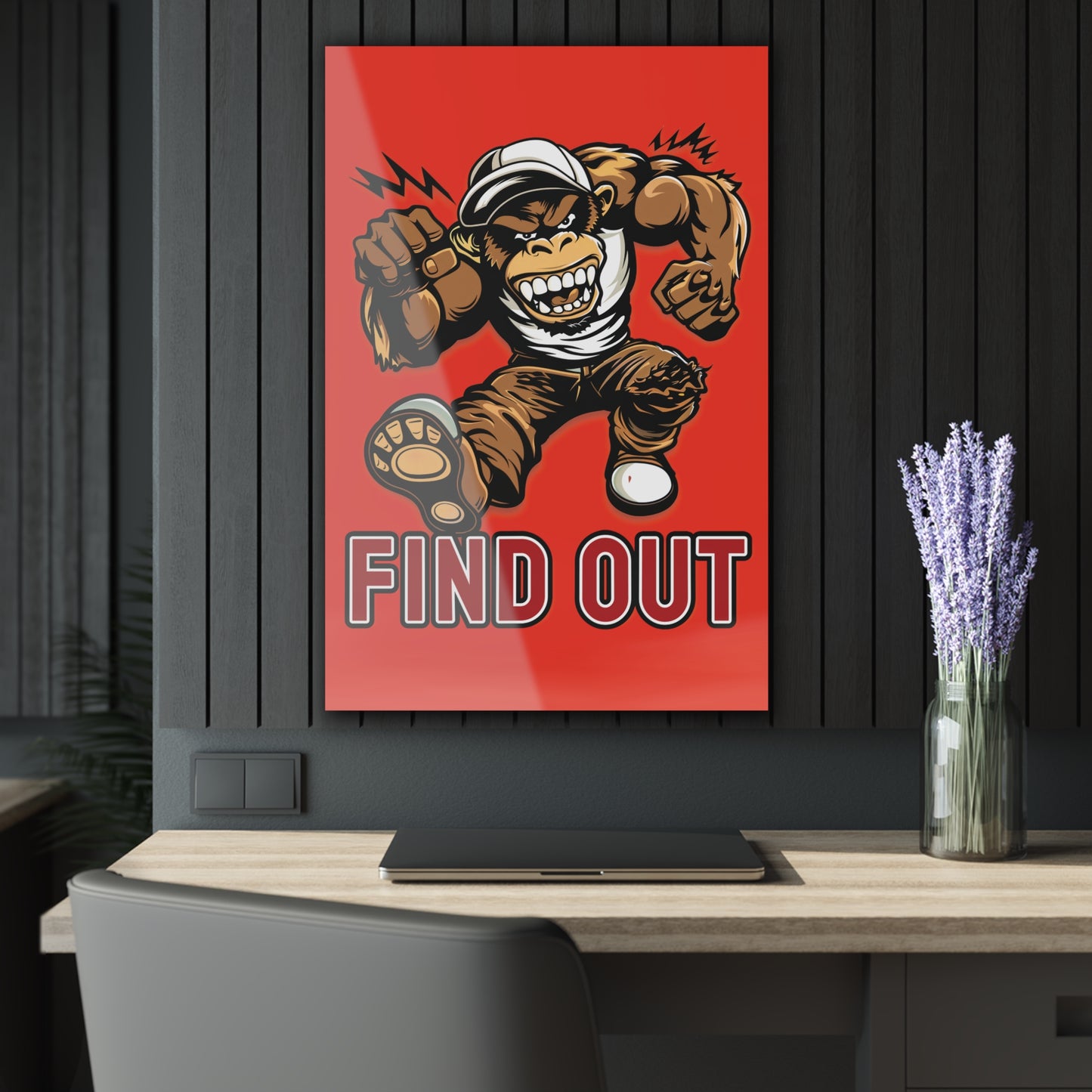 "Find Out", Acrylic Wall Prints (French Cleat Hanging) (Ferrari Red)