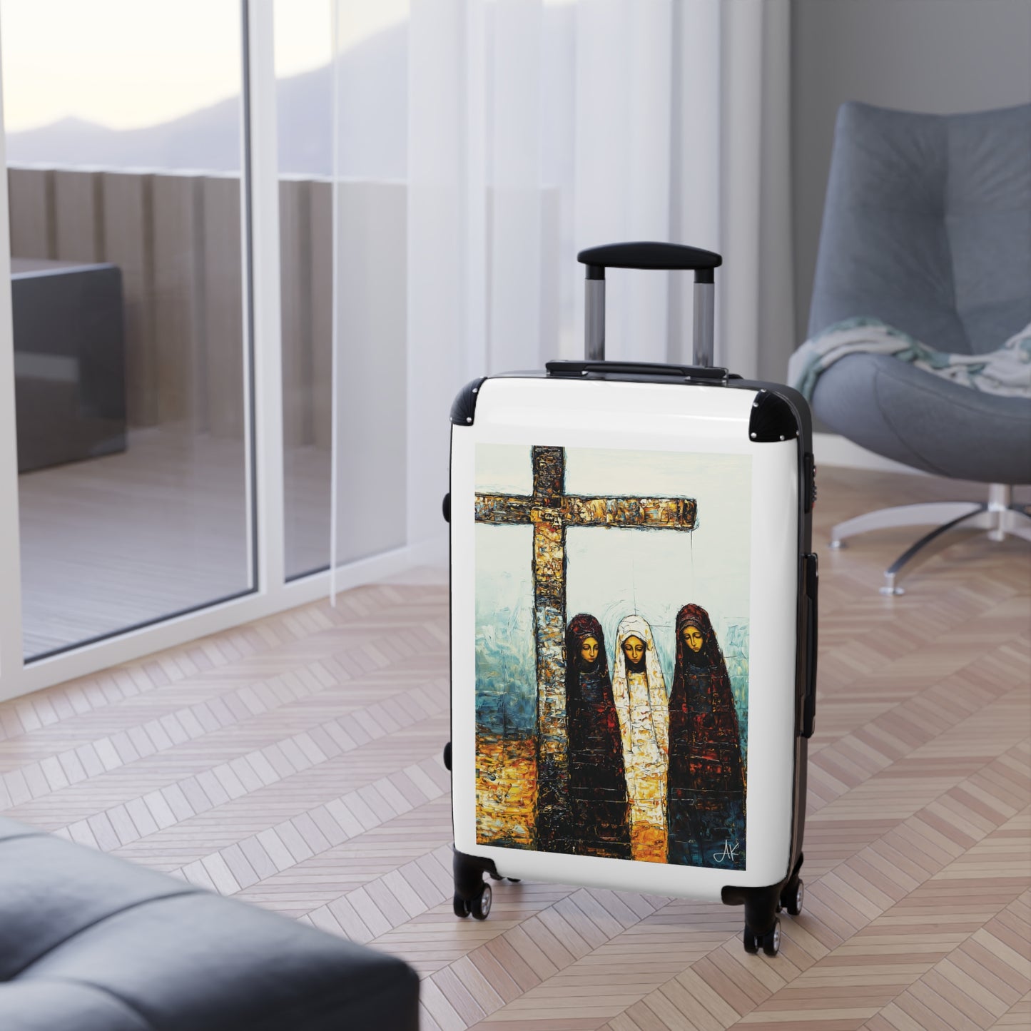 "At-the-Foot of the Cross - John 19:25", Suitcases (White)