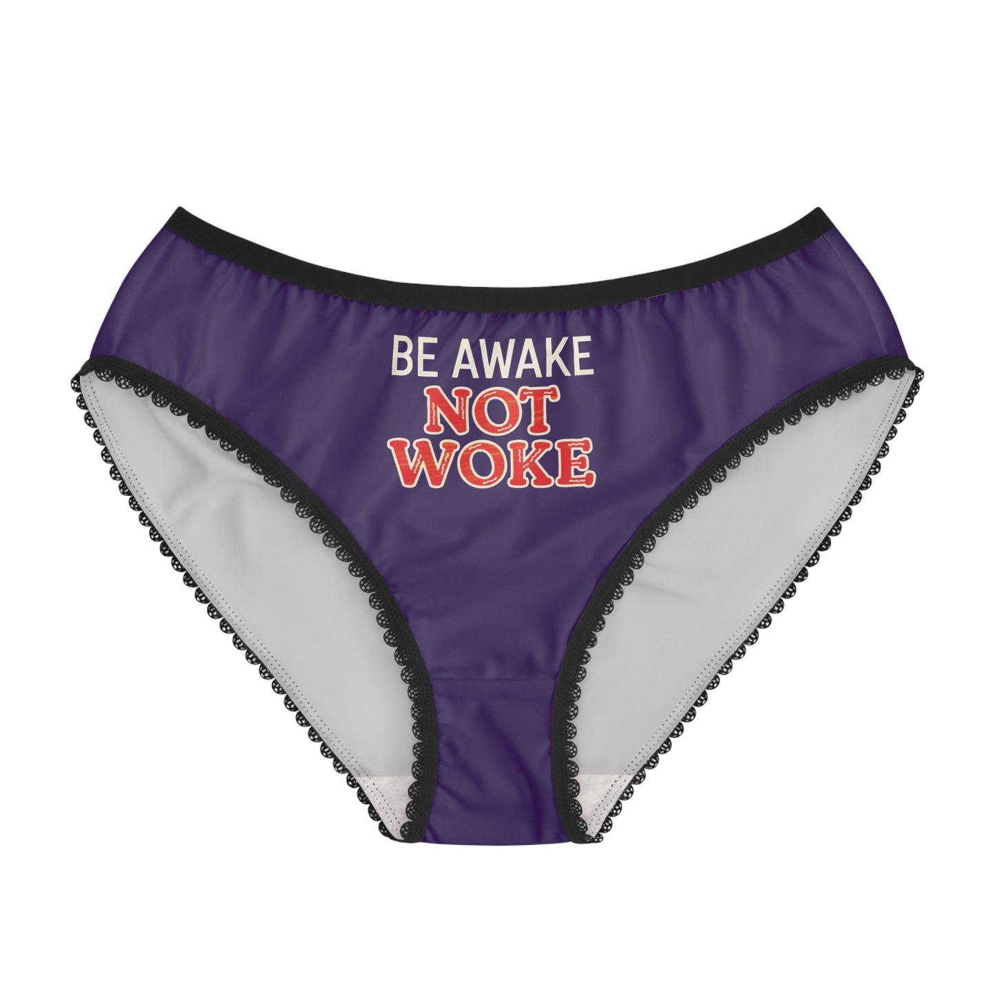"Be Awake Not Woke" #10, Women's Briefs (Pleasant Purple)