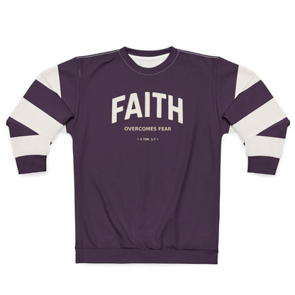 "Faith Overcomes Fear", Unisex Sweatshirt (Purple Nights)