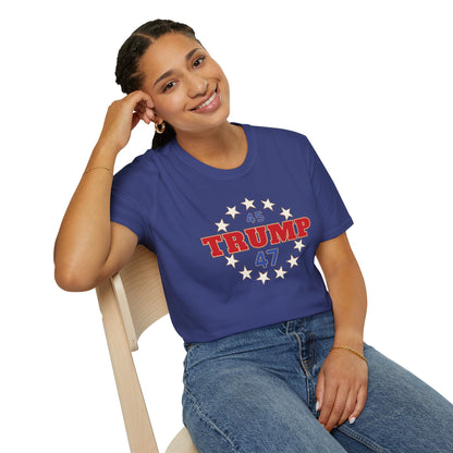 "Trump 45-47 Circle of Stars", Unisex Softstyle T-Shirt
