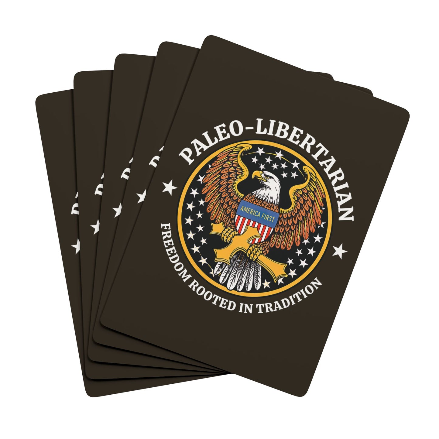 "Paleo-Libertarian" #01, Political Playing Cards (Ancient Brown)