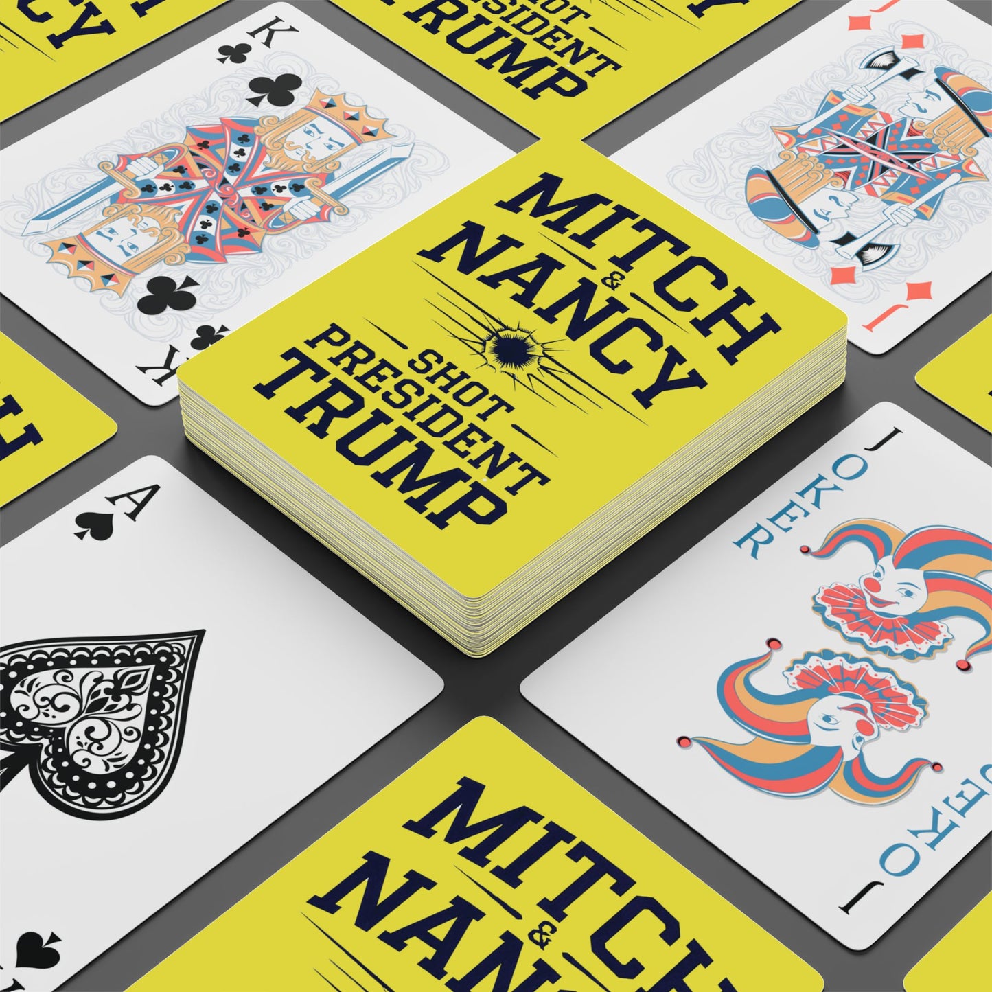 "Mitch & Nancy Shot President Trump", Political Playing Cards (Highlighter Yellow)