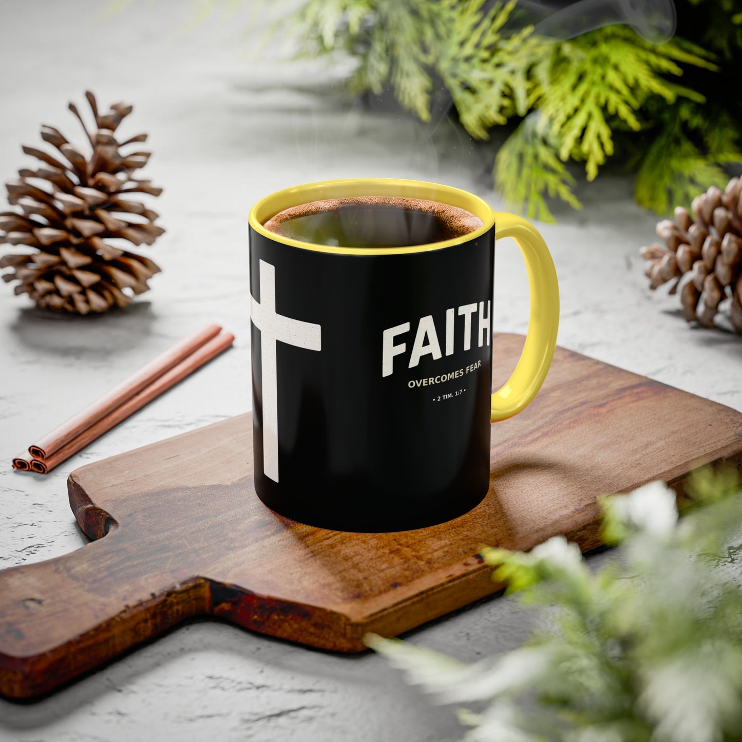"Faith Overcomes Fear", Colorful Mugs (11oz, 15oz)