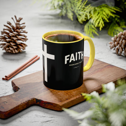 "Faith Overcomes Fear", Colorful Mugs (11oz, 15oz)