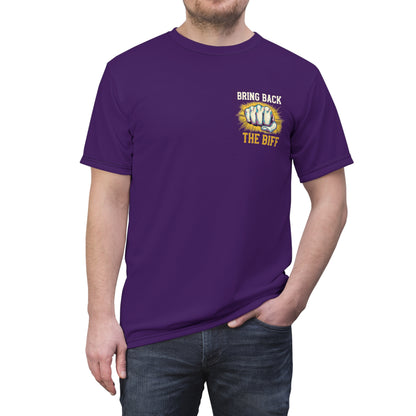 "Bring Back The Biff", Unisex T-shirt (Quandong Plum)