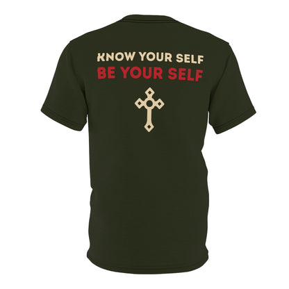 "Know Your Self", Unisex T-shirt (Rangitoto Green)