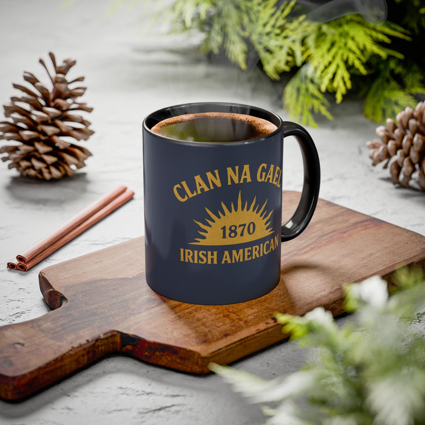 "Clan na Gael - Irish American", Colorful Mugs (11oz, 15oz) (Blue Burka Grey)