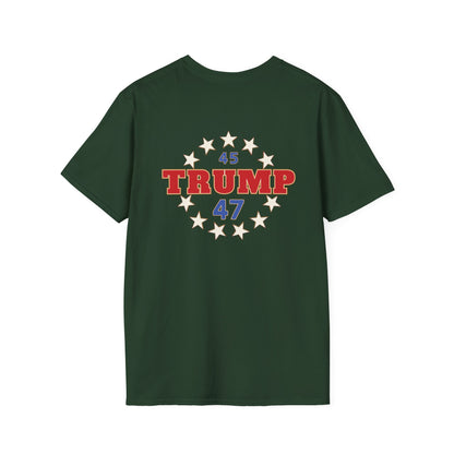 "Trump 45-47 Circle of Stars", Unisex Softstyle T-Shirt