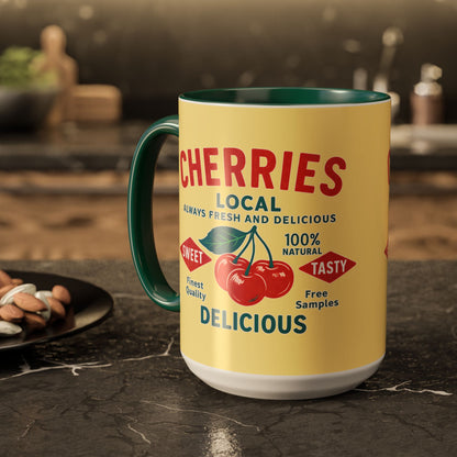 "Delicious Cherries", Colorful Mugs (11oz, 15oz) (Sanctum Veil)