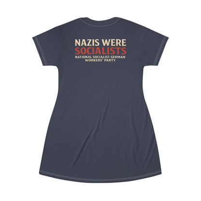 "Nazis were Socialists", T-Shirt Dress (Burka Blue Grey)