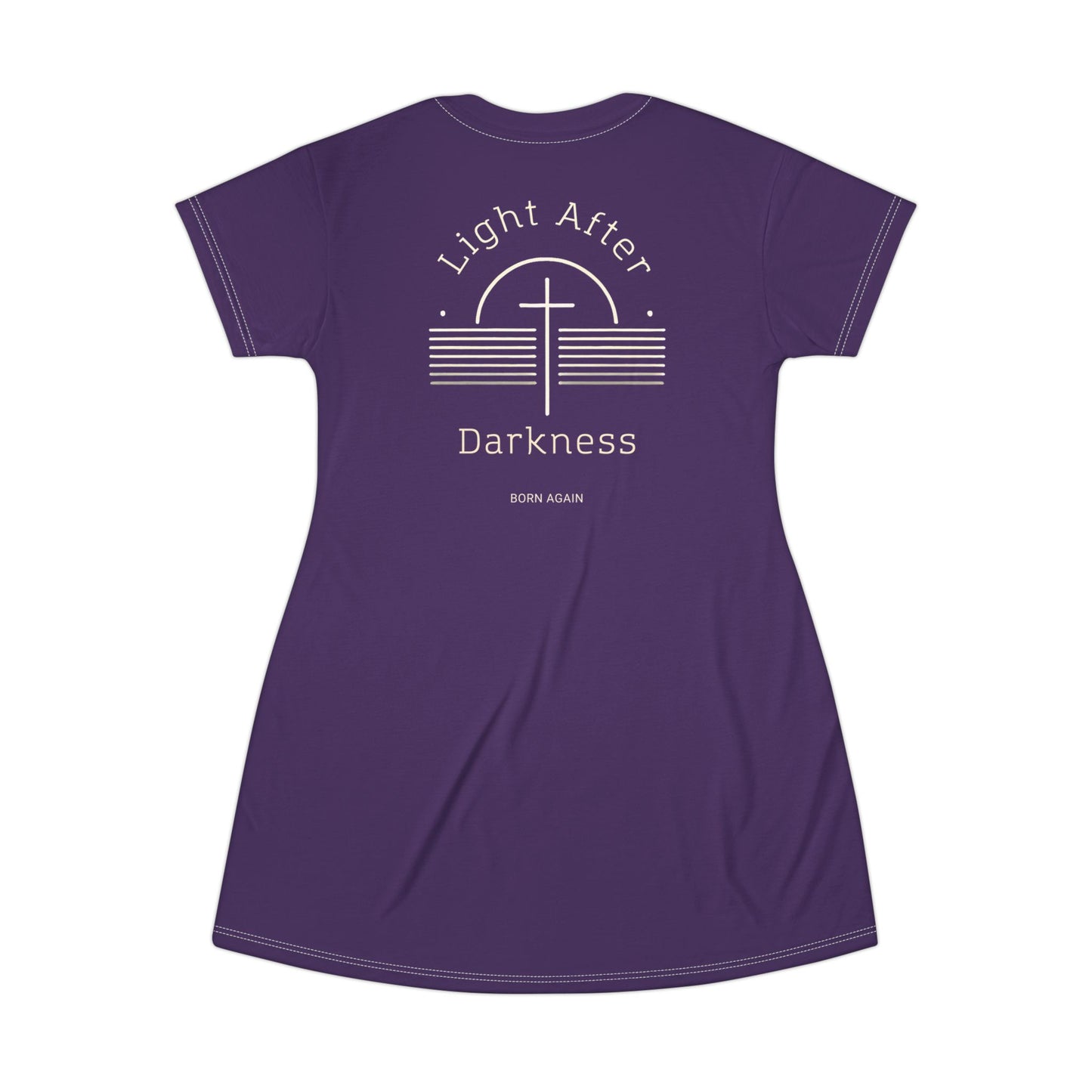 "Light After Darkness - Born Again", T-Shirt Dress (Quandong Plum)