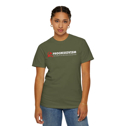 "Progressivism - Enemy of Western Civilization", Unisex T-shirt (Dark Colors)