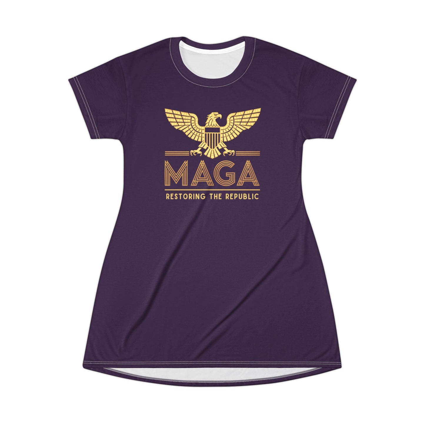 "MAGA - Restoring the Republic", T-Shirt Dress (Imperial Purple)