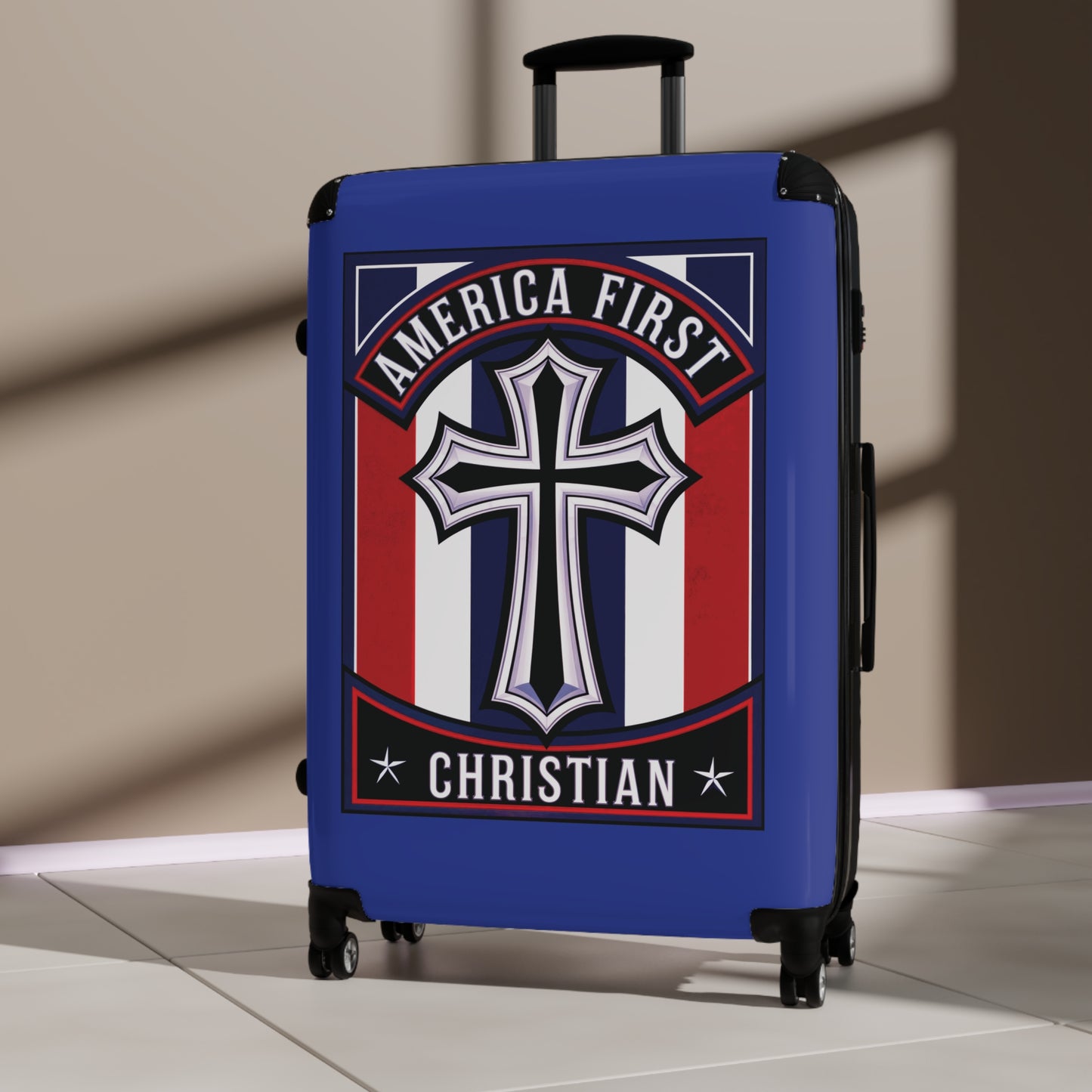"America First Christian" Wall Art #11 Suitcases (Egyptian Blue)
