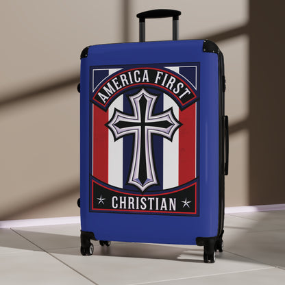 "America First Christian" Wall Art #11 Suitcases (Egyptian Blue)