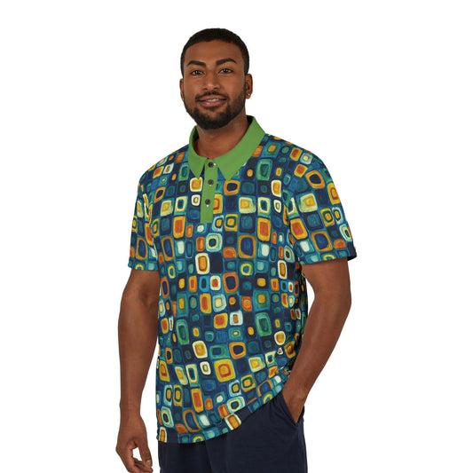 "Soul Mosaic", Unisex Polo Shirt (Light Green Collar)