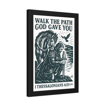 "1 Thessalonians 4:11 (KJV)", Framed Paper Poster (Porcelain White)