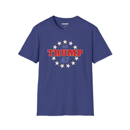 "Trump 45-47 Circle of Stars", Unisex Softstyle T-Shirt