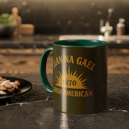 "Clan na Gael - Irish American", Colorful Mugs (11oz, 15oz) (Fianna Green)
