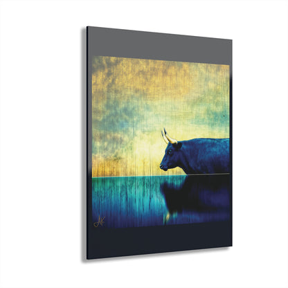 "Cattle Raid of Cooley", Fine Art Acrylic Wall Prints (French Cleat Hanging) (Blackstone Blue)
