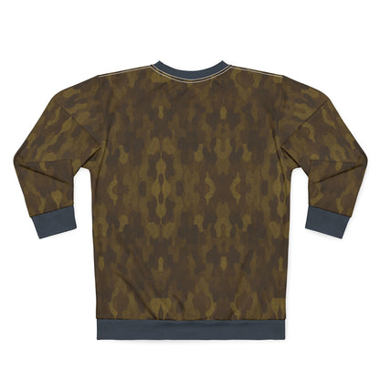 "Swamp Recon Camouflage", Unisex Sweatshirt (Drowned Indigo Cuffs and Collar)