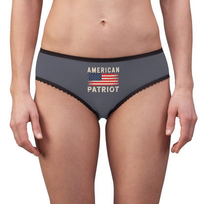 "American Patriot" with Flag #02, Women's Briefs (Dolphin Grey)