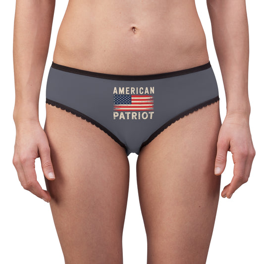"American Patriot" with Flag #02, Women's Briefs (Dolphin Grey)