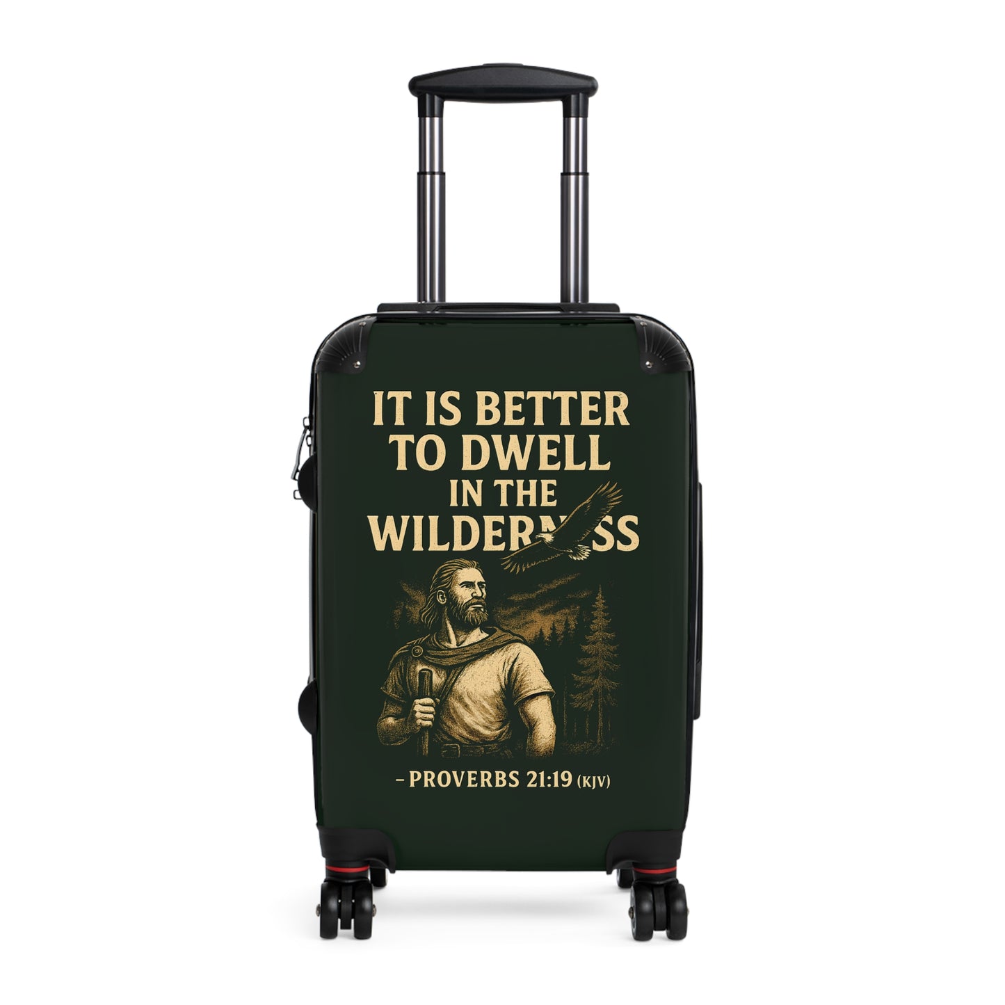"Proverbs 21:19 (KJV), Suitcases (Dark Woodland Green)