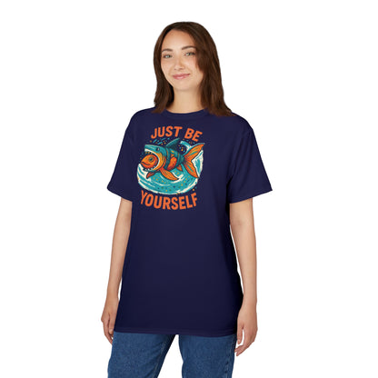 "Just Be Yourself", Unisex T-shirt (Memorial Blue)