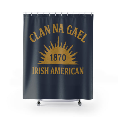 "Clan na Gael - Irish American", Shower Curtains (Blue Burka Grey)