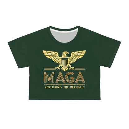"MAGA - Restoring the Republic", Crop Tee (Monsoon Green)