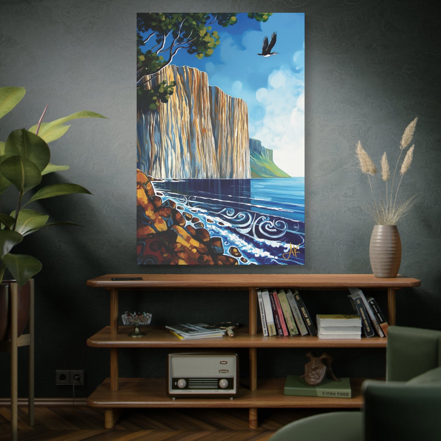 "Sky Kin IV – Gannet Over the Quiet Sound", Fine Art Matte Canvas, Stretched, 1.25"