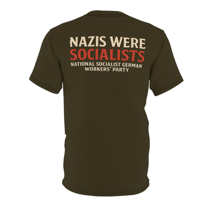 "Nazis were Socialists", Unisex T-shirt (Olive Drab Brown)
