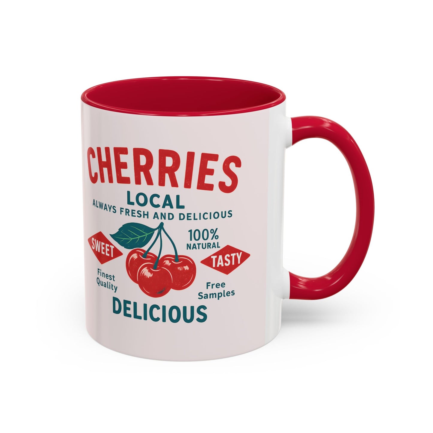 "Delicious Cherries", Colorful Mugs (11oz, 15oz) (Sea Salt Sherbet)