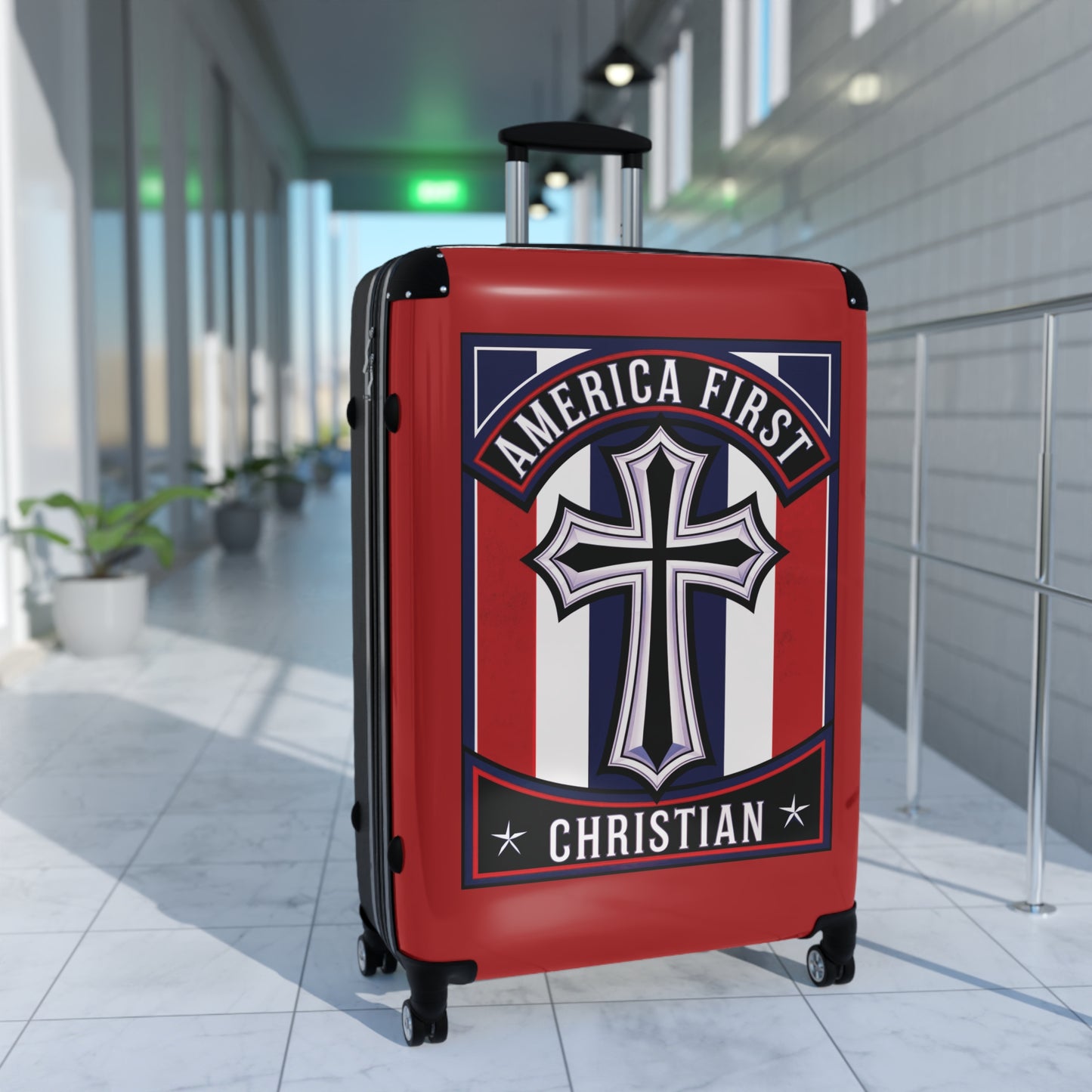 "America First Christian" Wall Art #11 Suitcases (Carnelian Red)