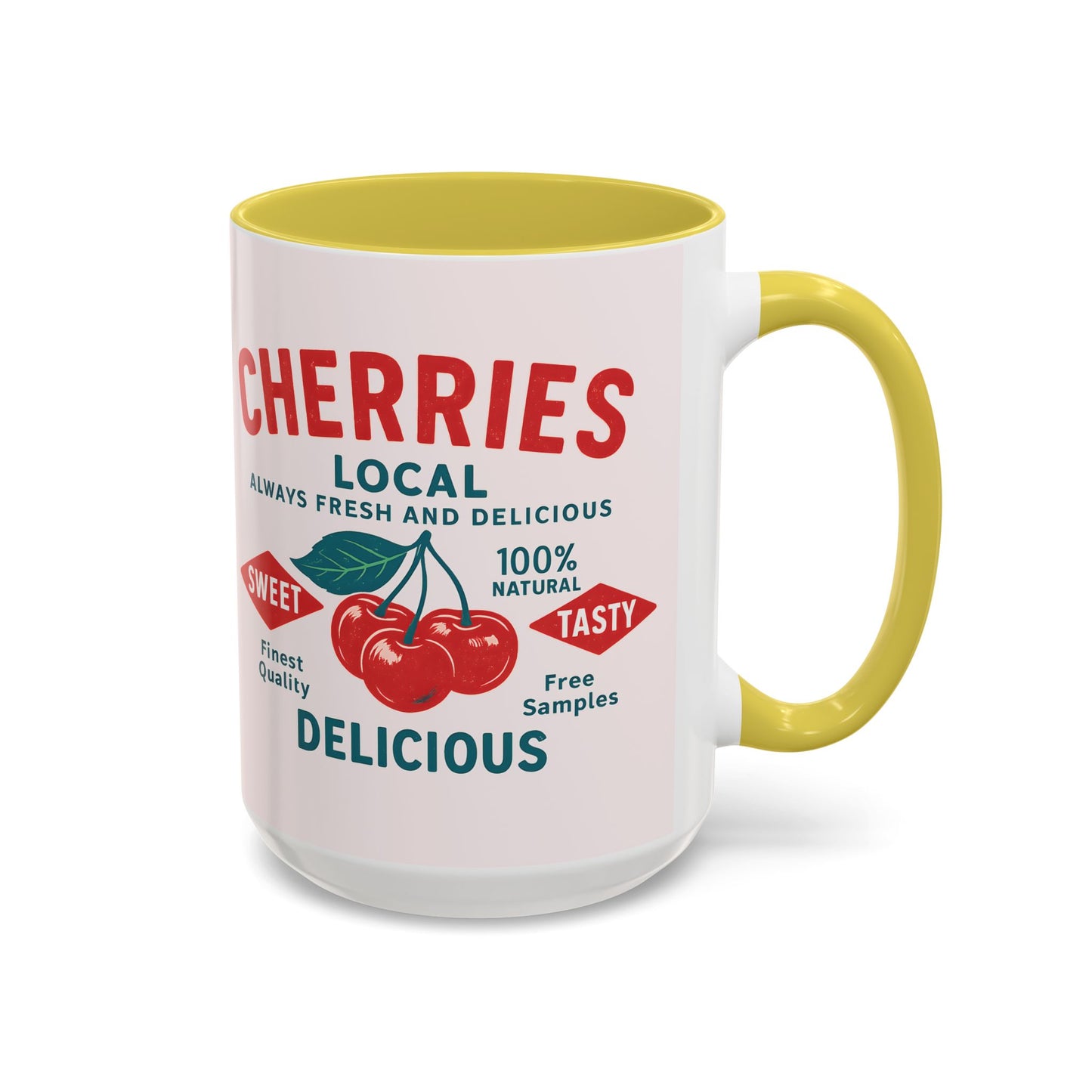 "Delicious Cherries", Colorful Mugs (11oz, 15oz) (Sea Salt Sherbet)